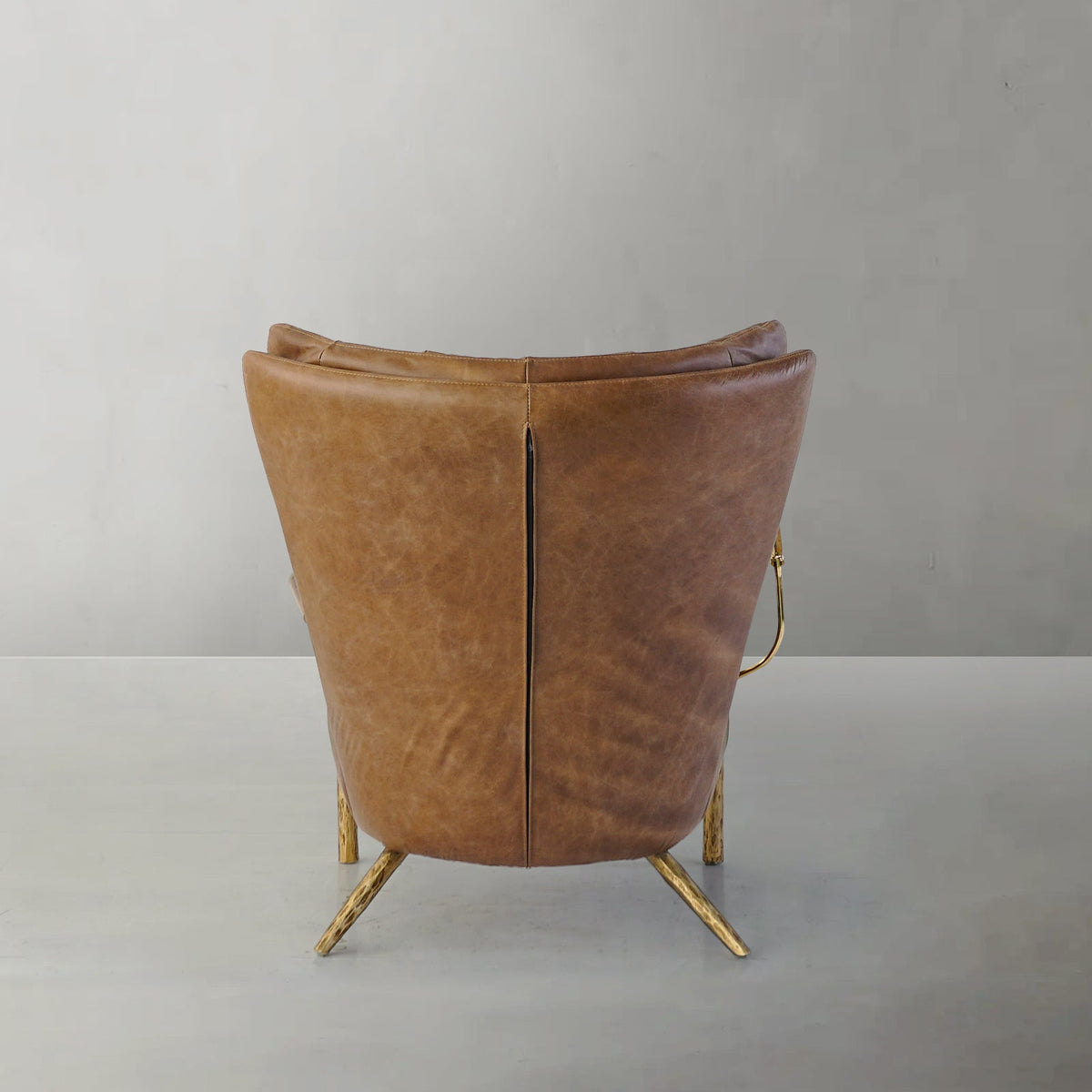 Hand-Forged Metal Vintage Leather Armchair Cigar Chair