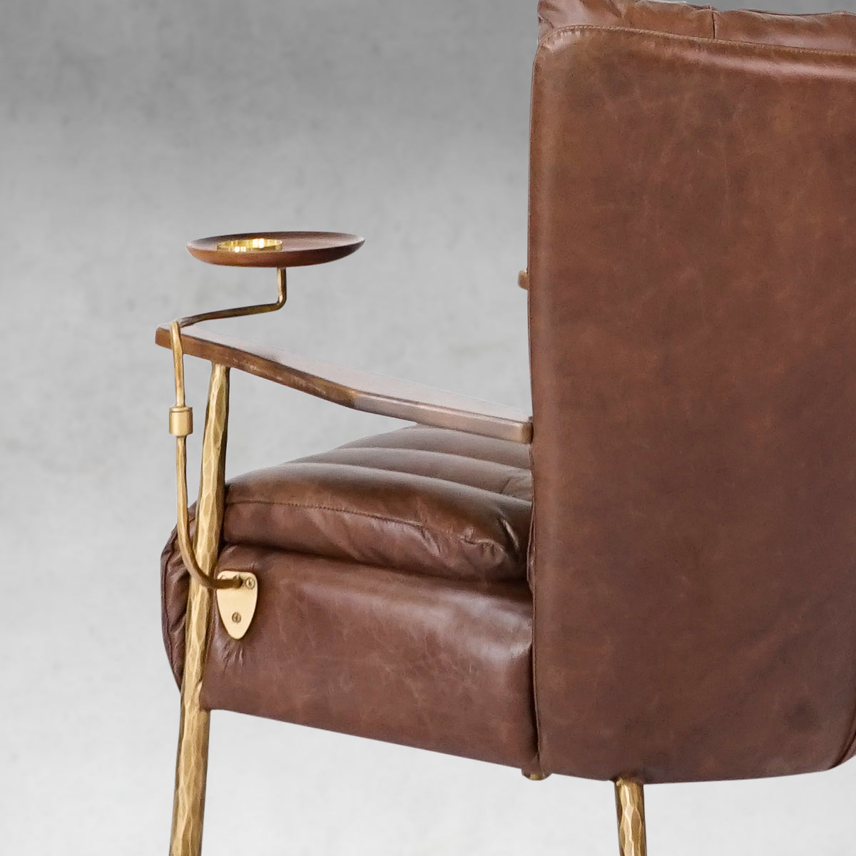 Hand-Forged Metal Vintage Leather Armchair Cigar Chair