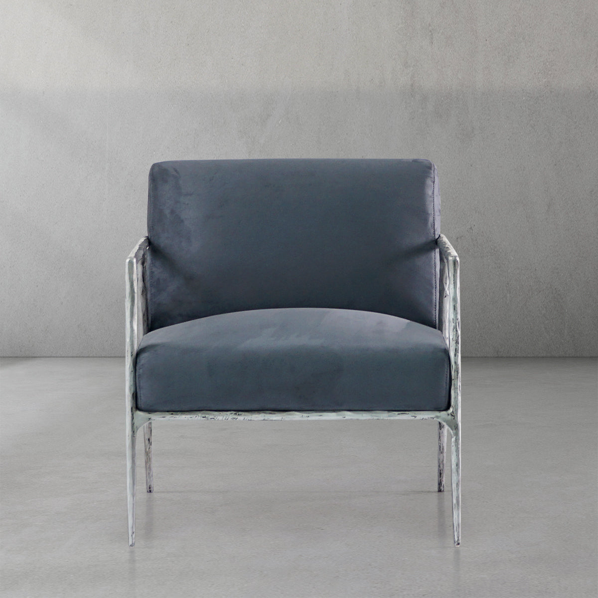 Hand-Forged Metal Retro Silver Iron Frame Track Armchair