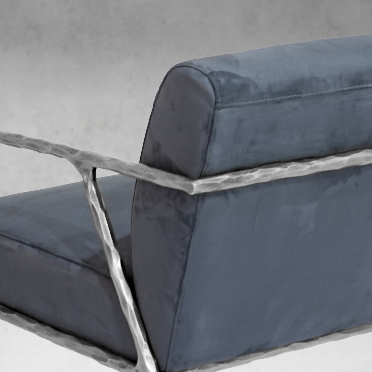 Hand-Forged Metal Retro Silver Iron Frame Track Armchair