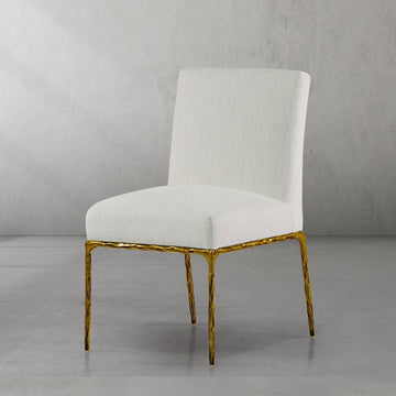 Hand-Forged Metal Minimalist Fabric Dining Chair