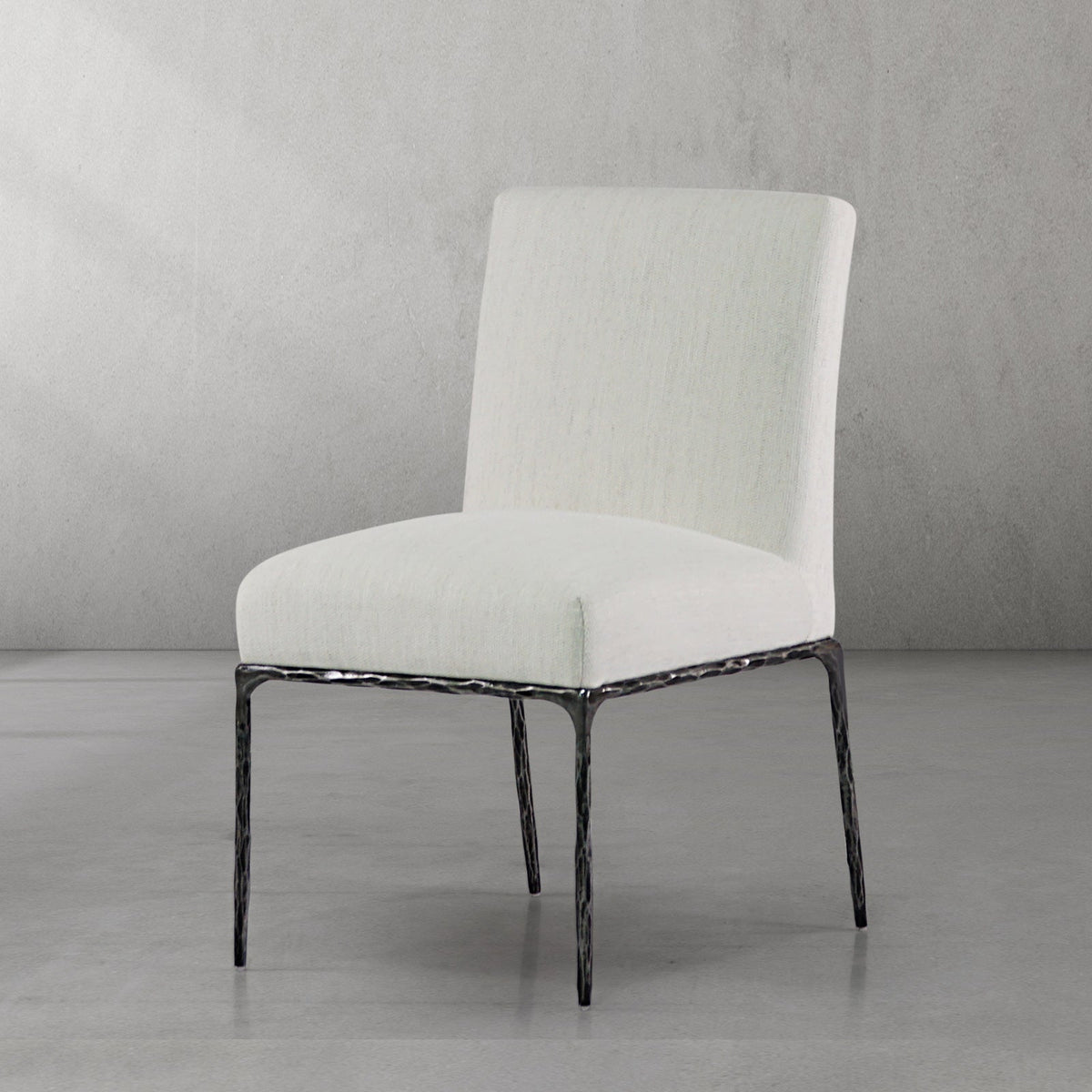 Hand-Forged Metal Minimalist Fabric Dining Chair