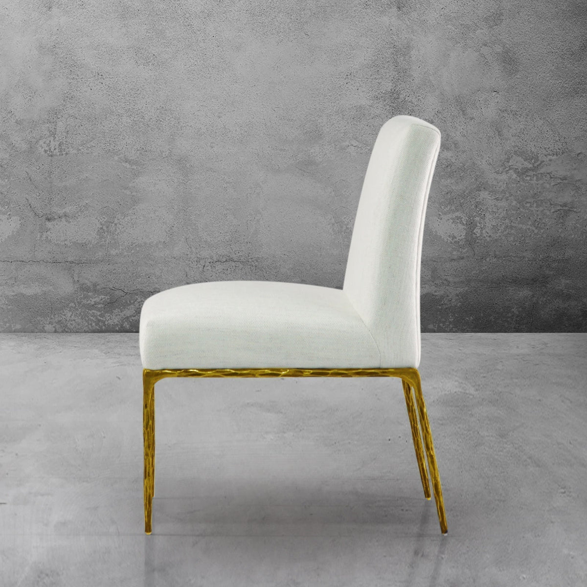 Hand-Forged Metal Minimalist Fabric Dining Chair