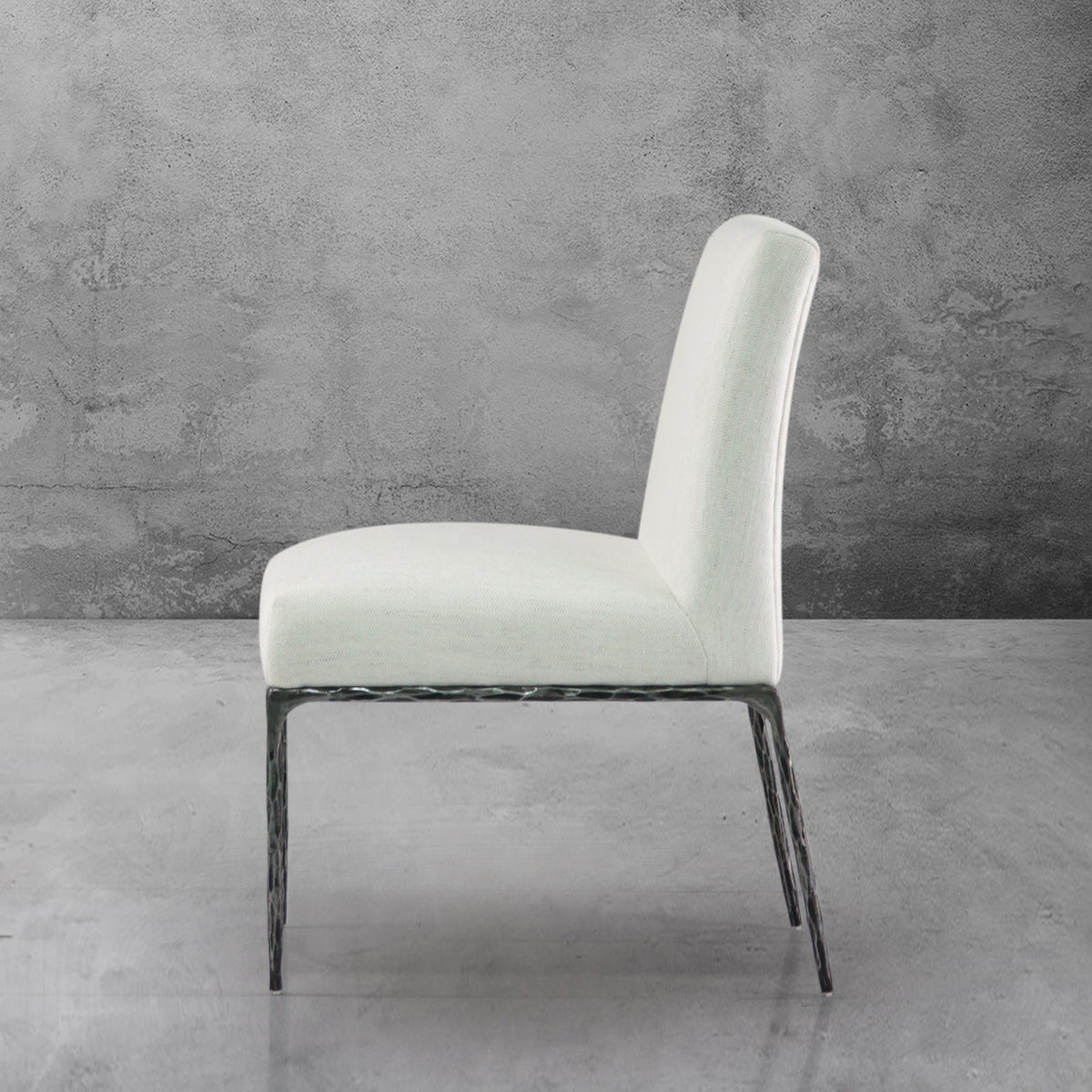 Hand-Forged Metal Minimalist Fabric Dining Chair