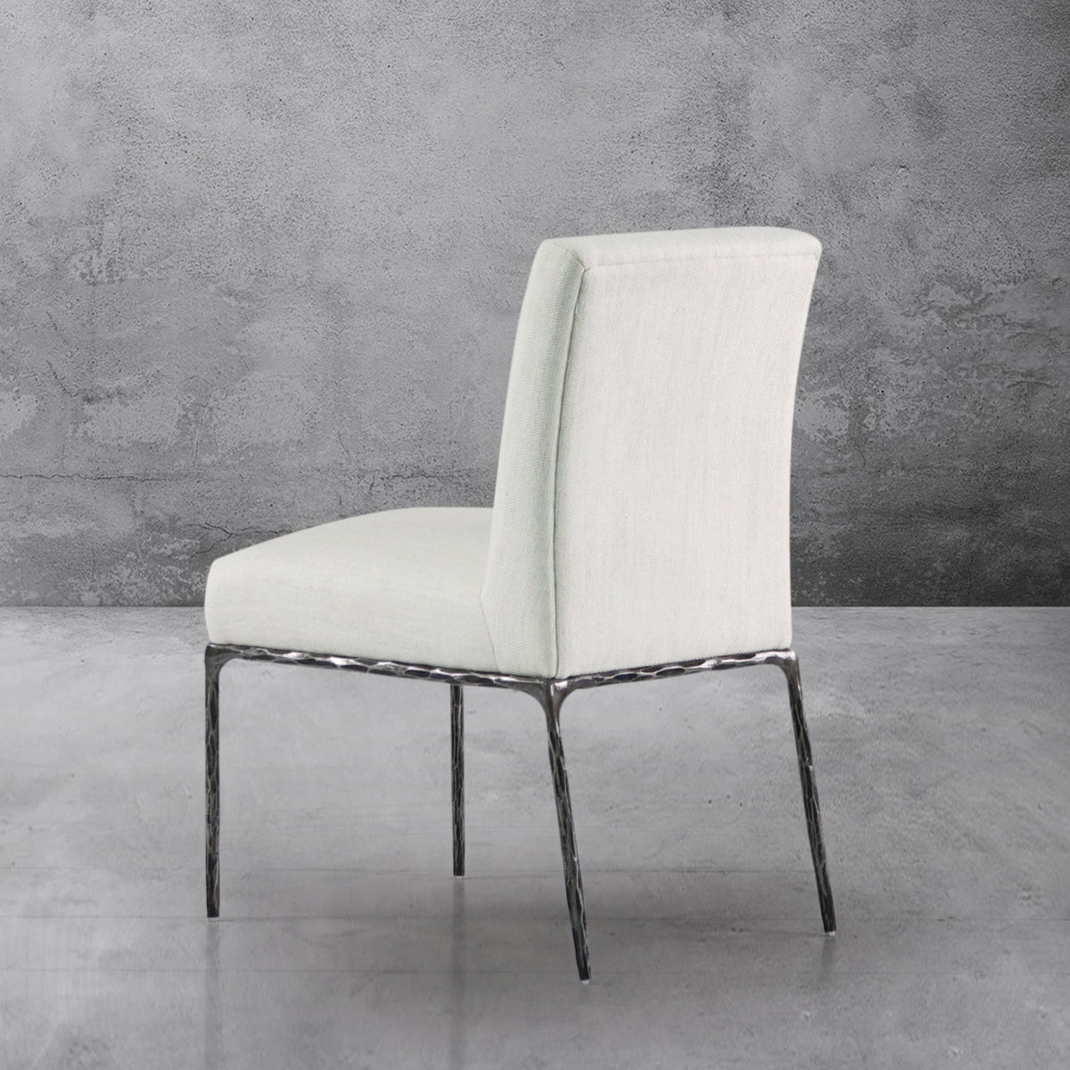 Hand-Forged Metal Minimalist Fabric Dining Chair
