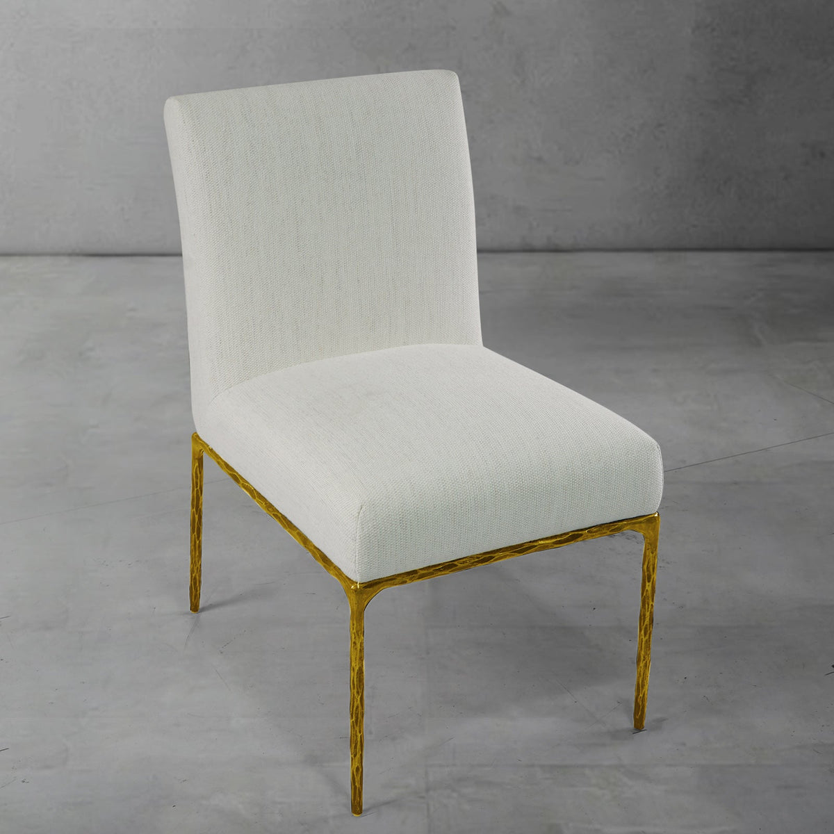 Hand-Forged Metal Minimalist Fabric Dining Chair