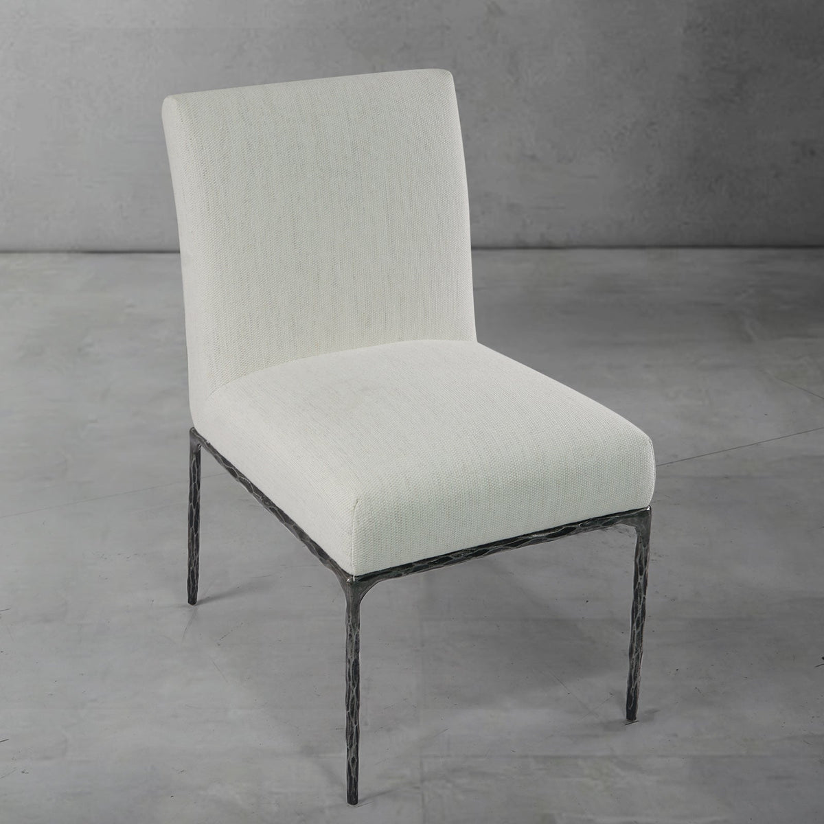 Hand-Forged Metal Minimalist Fabric Dining Chair