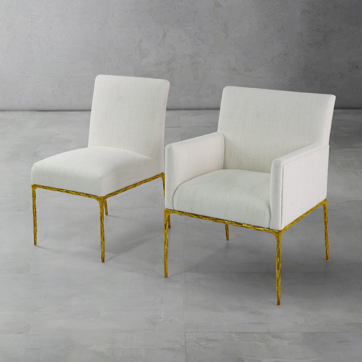 Hand-Forged Metal Minimalist Fabric Dining Chair