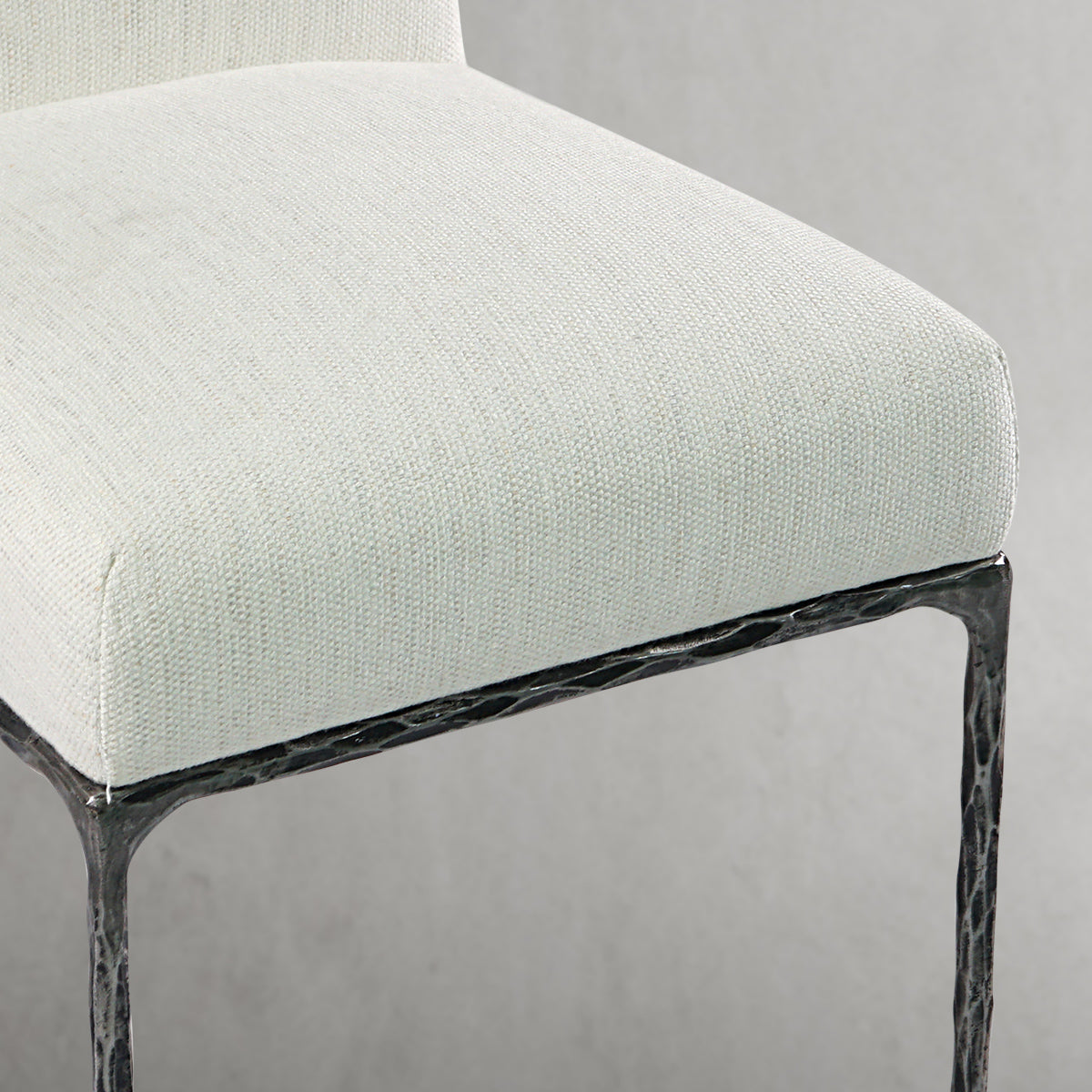 Hand-Forged Metal Minimalist Fabric Dining Chair