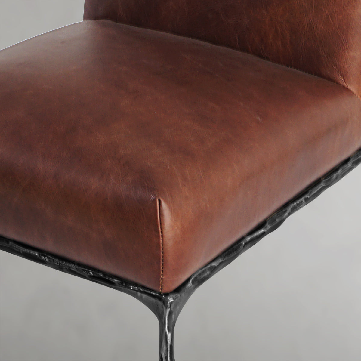 Hand-Forged Metal Minimalist Fabric Dining Chair