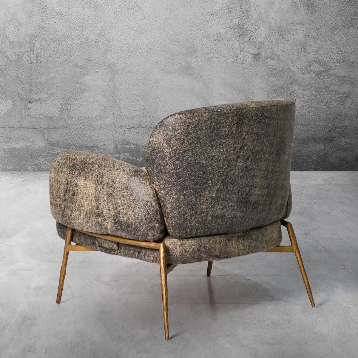 Hand-Forged Metal Vintage Pearl Grain Cowhide Lounge Chair