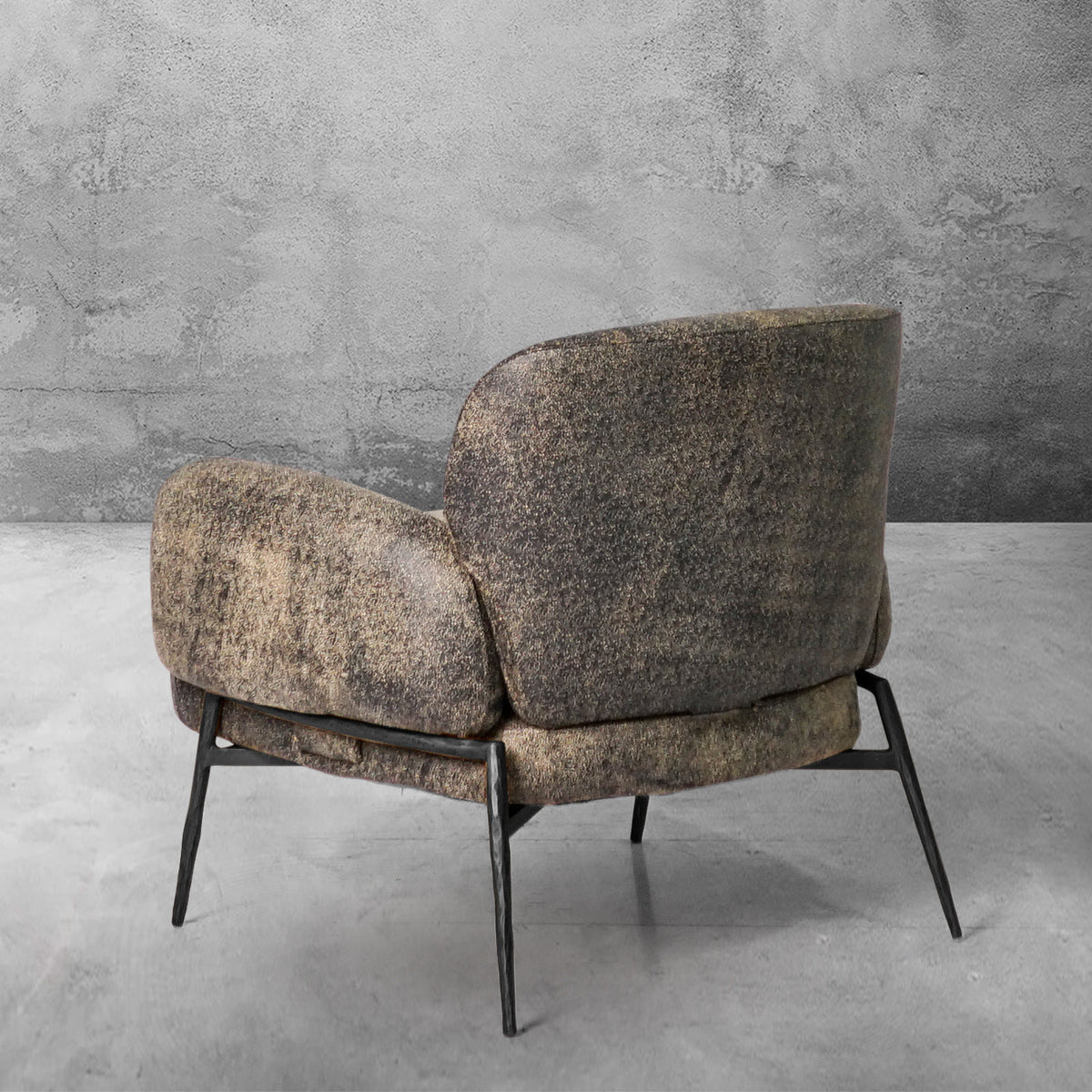 Hand-Forged Metal Vintage Pearl Grain Cowhide Lounge Chair