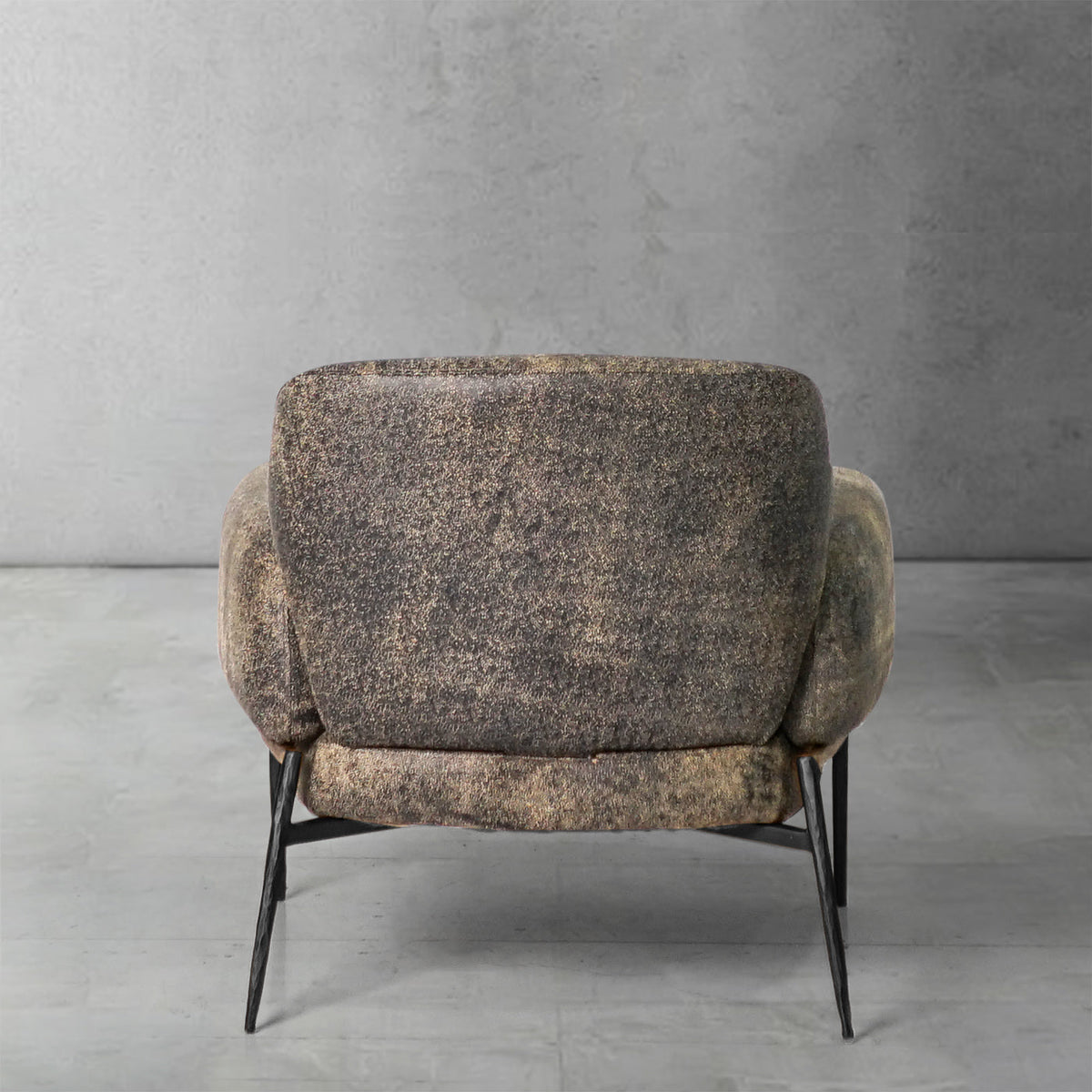 Hand-Forged Metal Vintage Pearl Grain Cowhide Lounge Chair