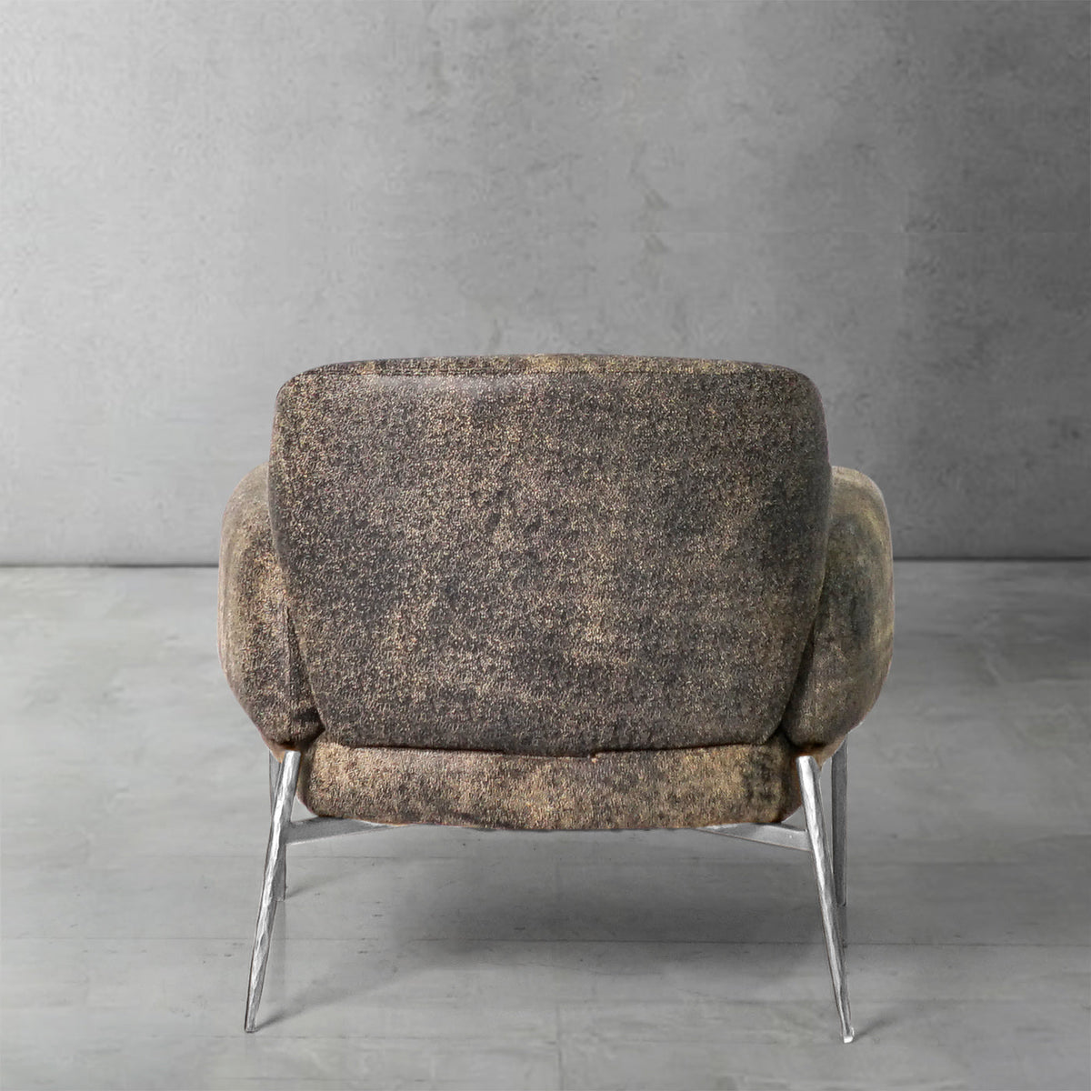 Hand-Forged Metal Vintage Pearl Grain Cowhide Lounge Chair