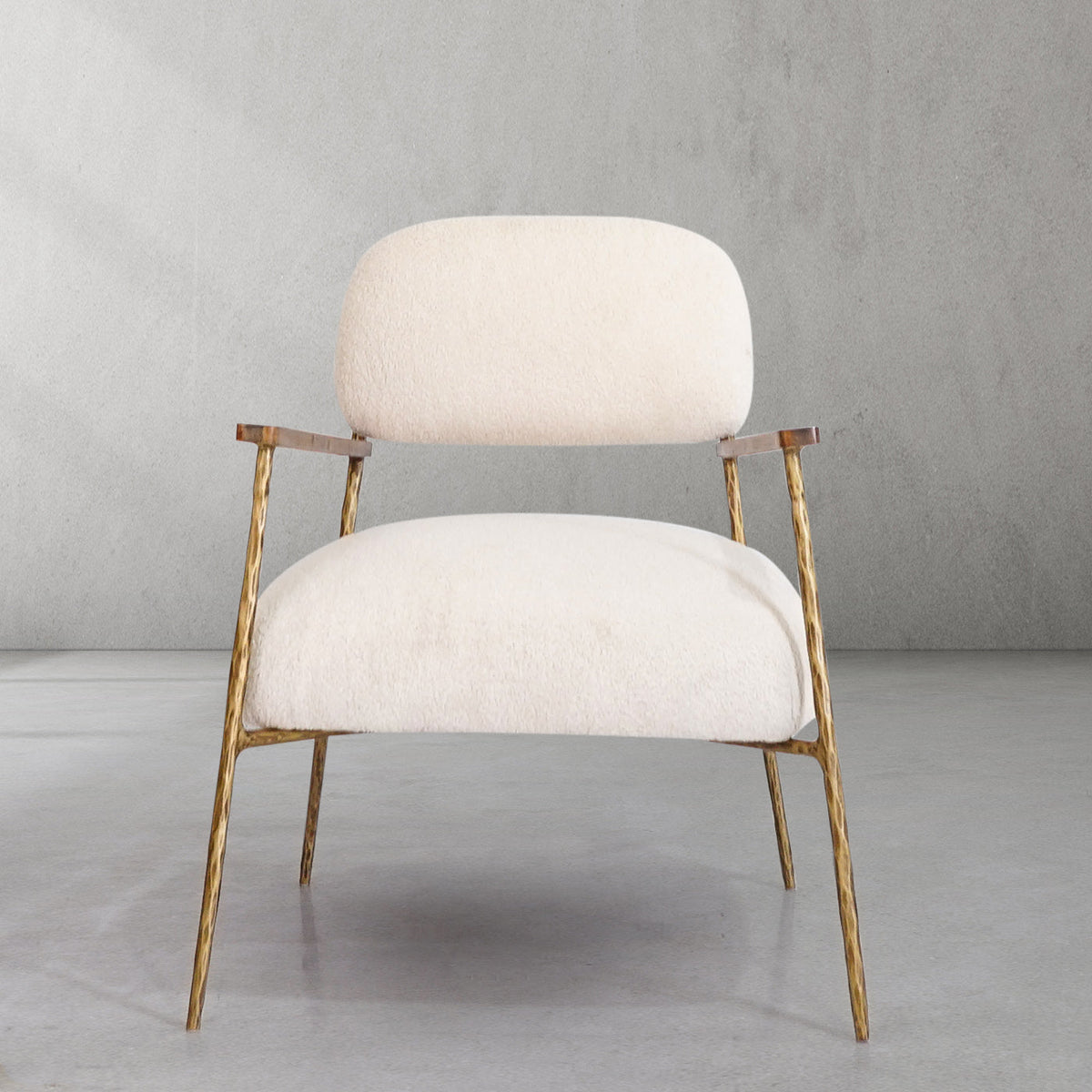 Hand-Forged Metal White Pure Wood Handrail Chair