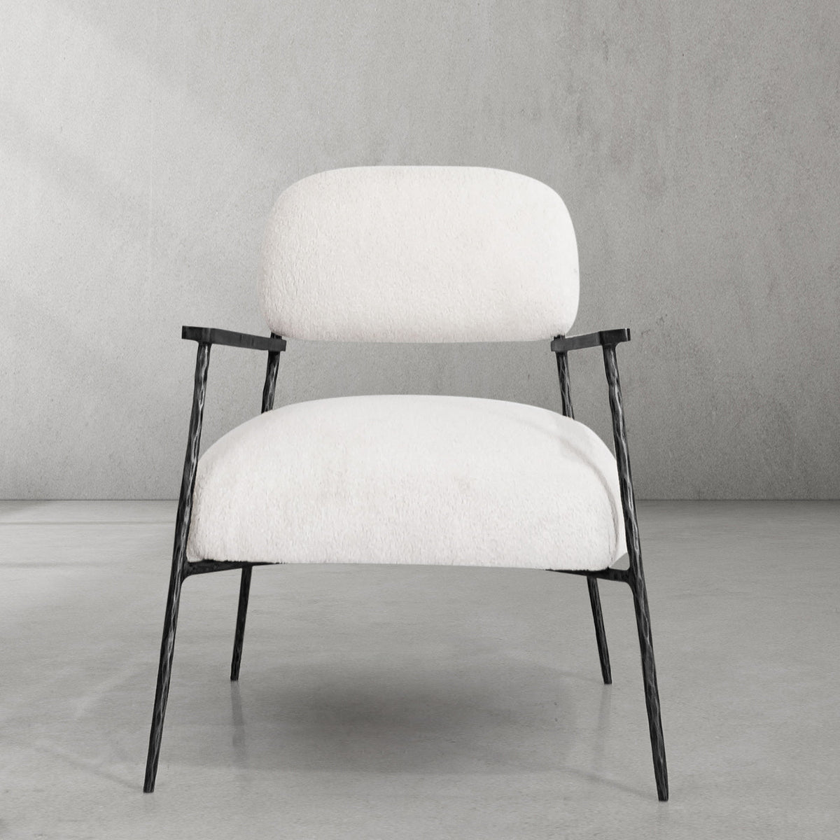 Hand-Forged Metal White Pure Wood Handrail Chair