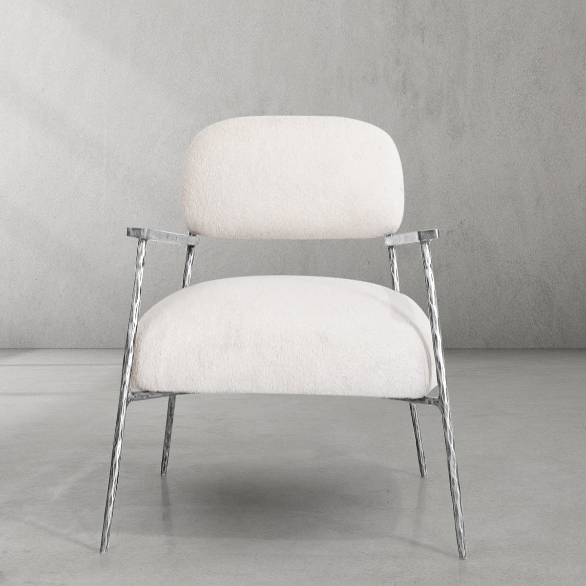 Hand-Forged Metal White Pure Wood Handrail Chair
