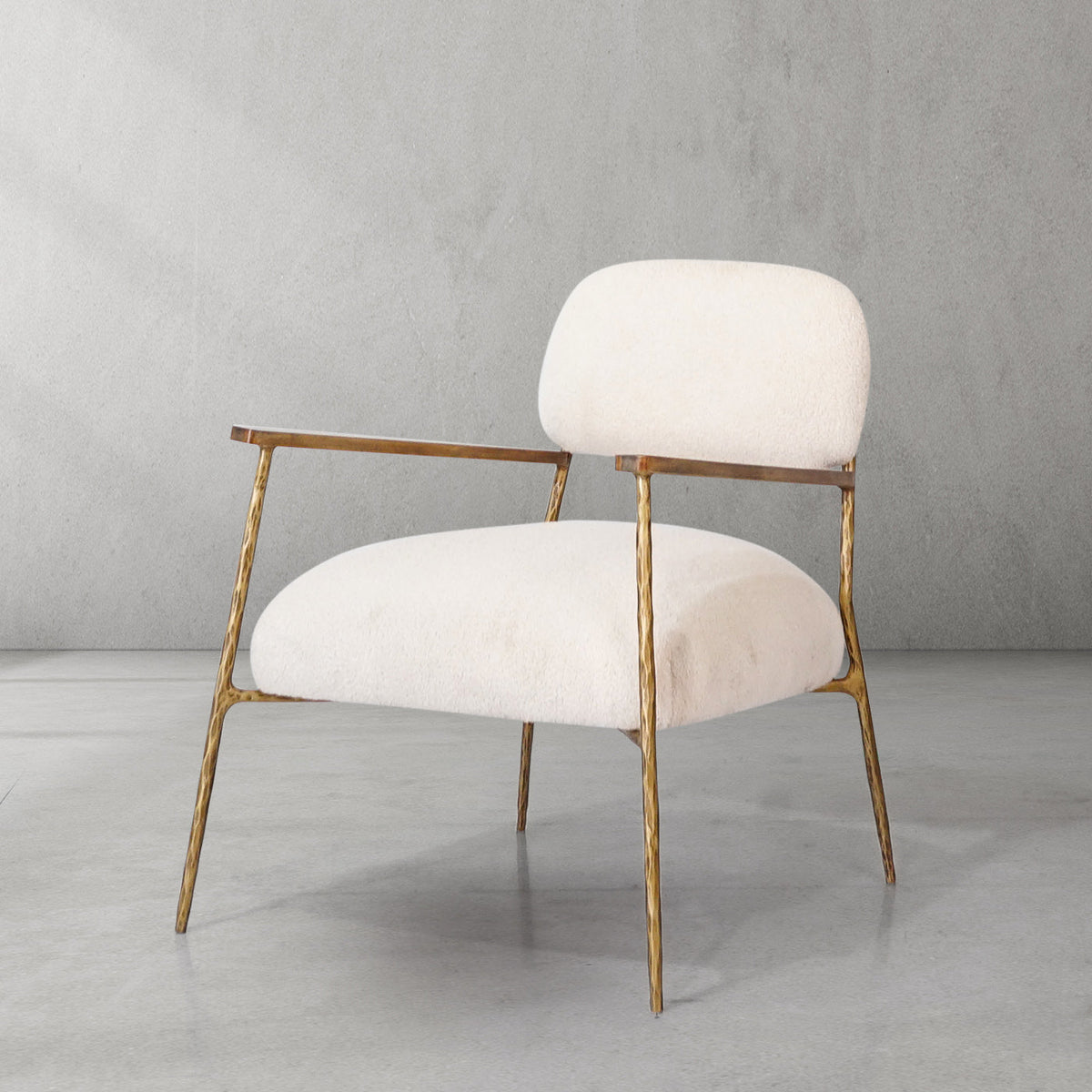 Hand-Forged Metal White Pure Wood Handrail Chair