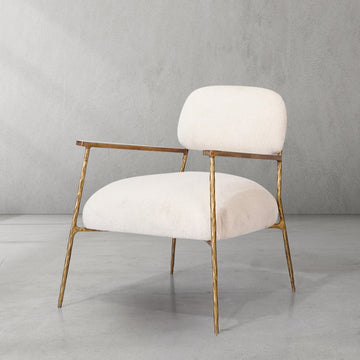 Hand-Forged Metal White Pure Wood Handrail Chair