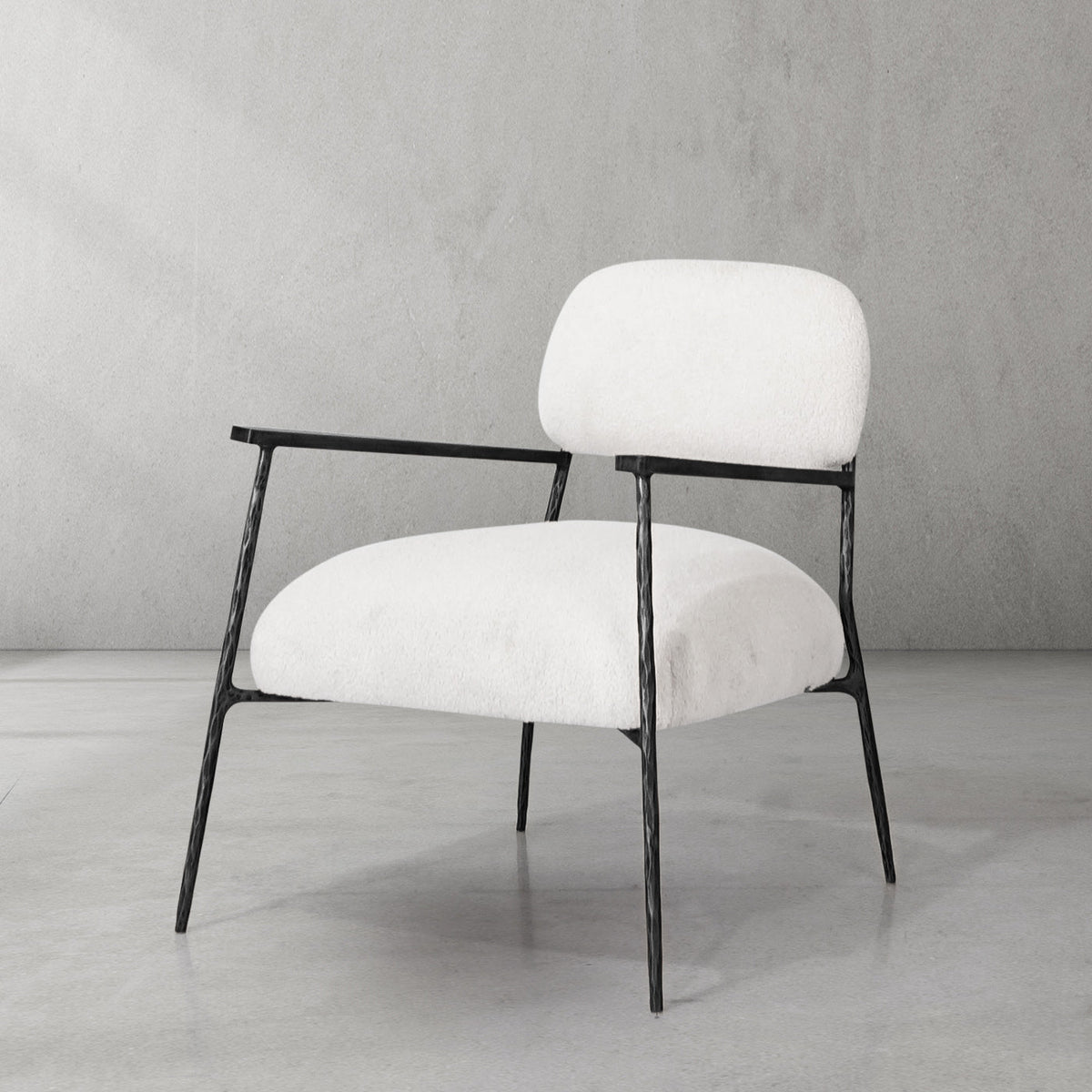 Hand-Forged Metal White Pure Wood Handrail Chair
