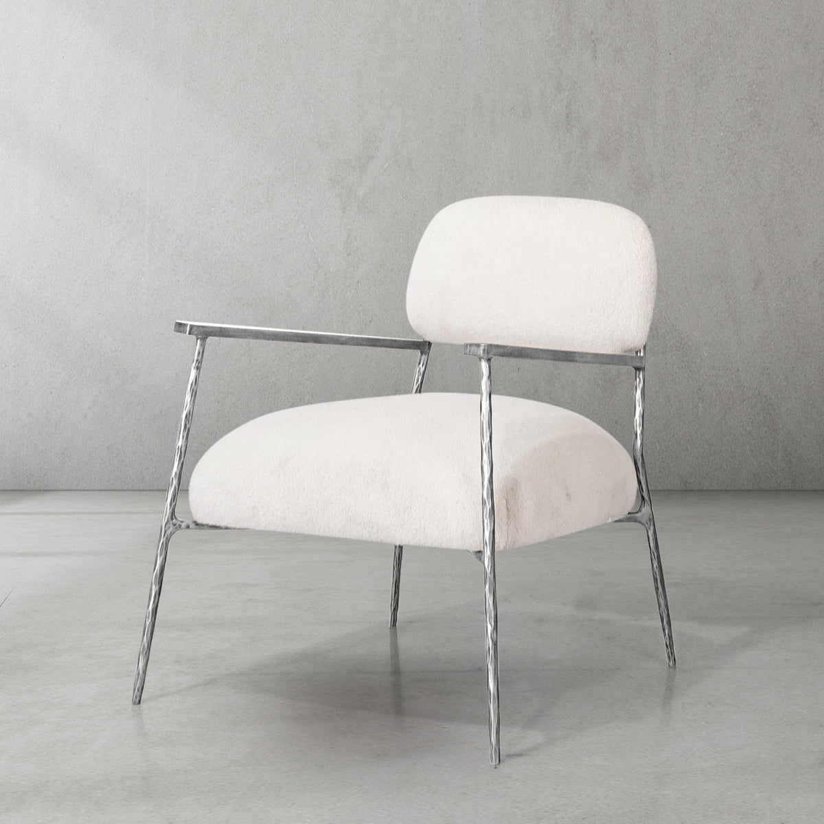 Hand-Forged Metal White Pure Wood Handrail Chair
