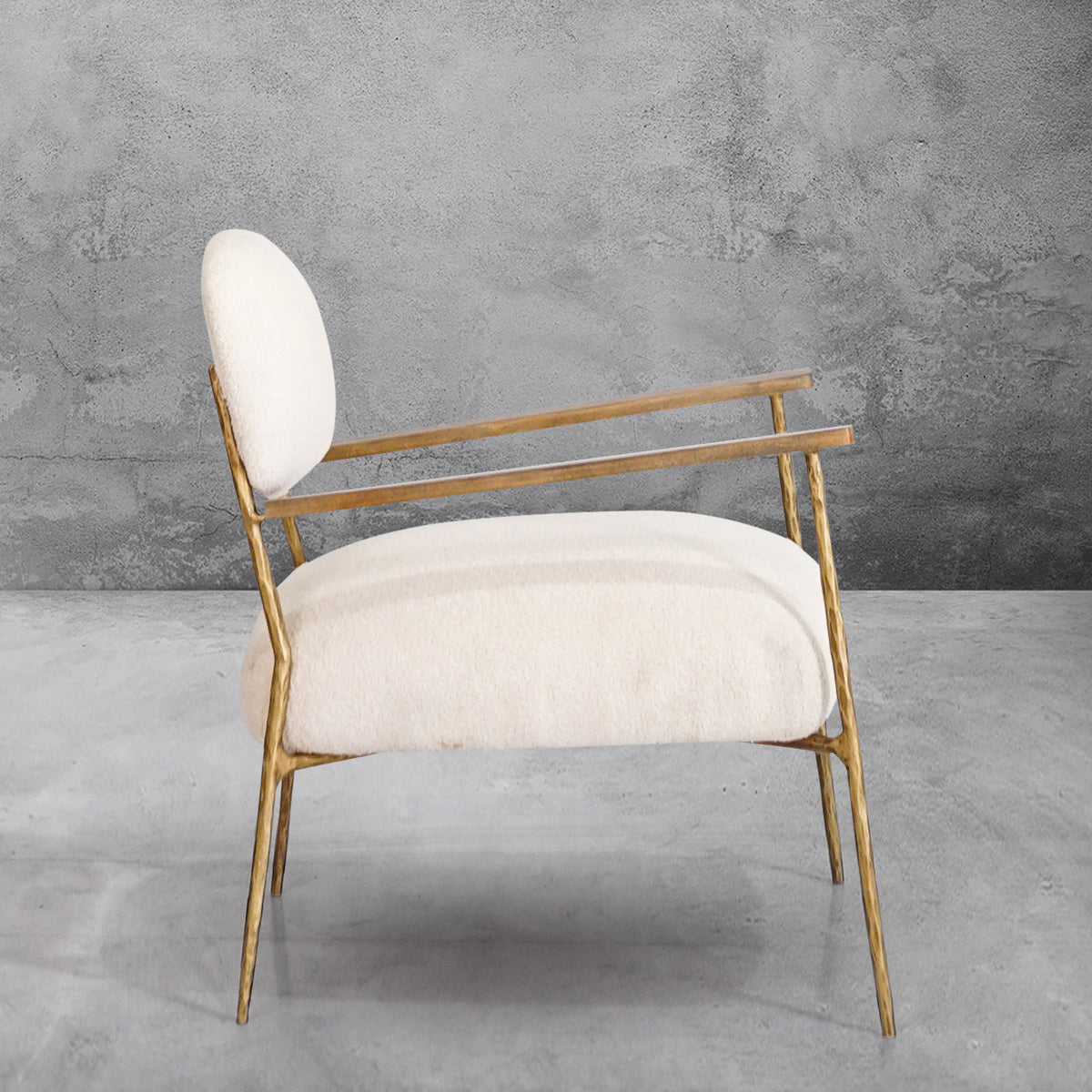 Hand-Forged Metal White Pure Wood Handrail Chair