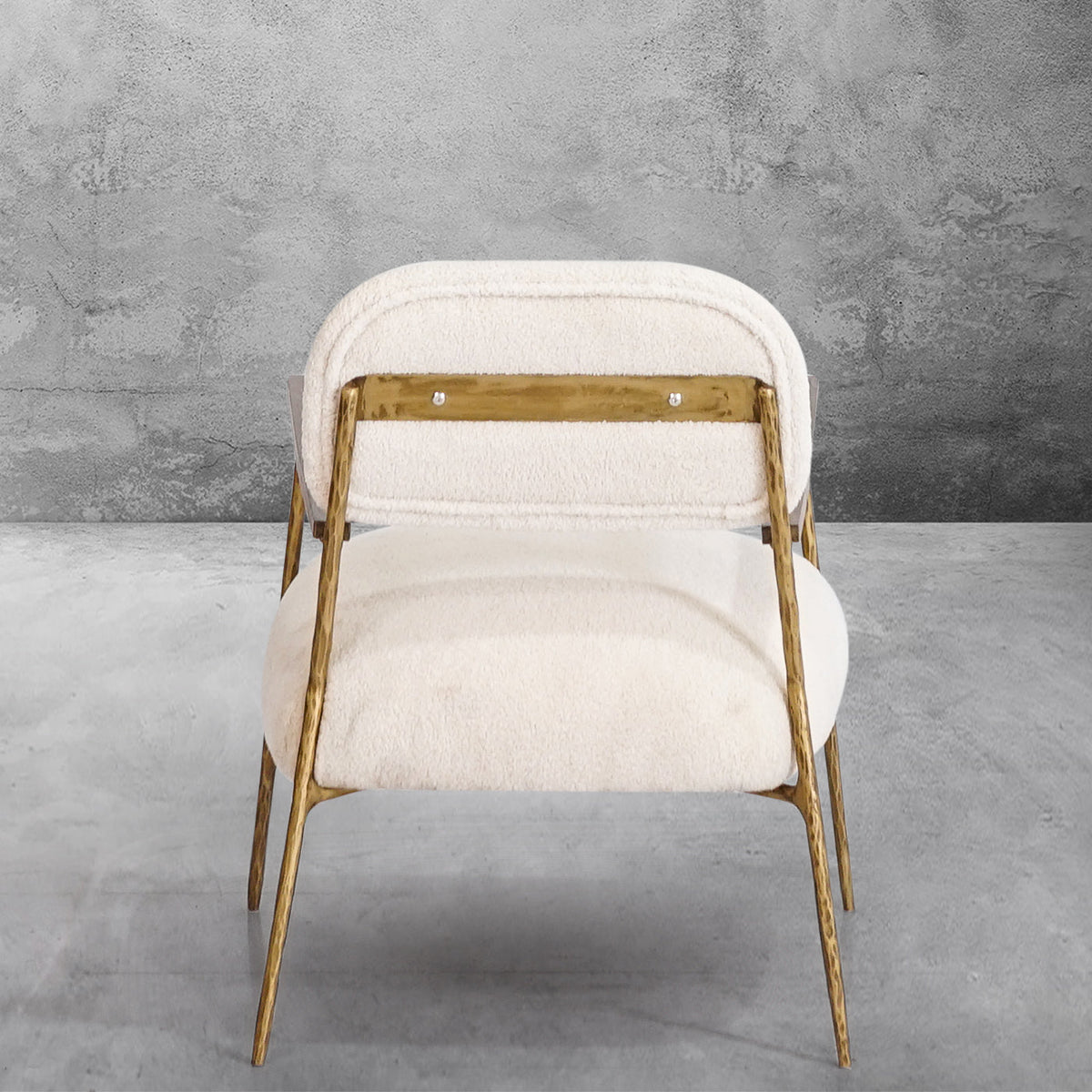 Hand-Forged Metal White Pure Wood Handrail Chair