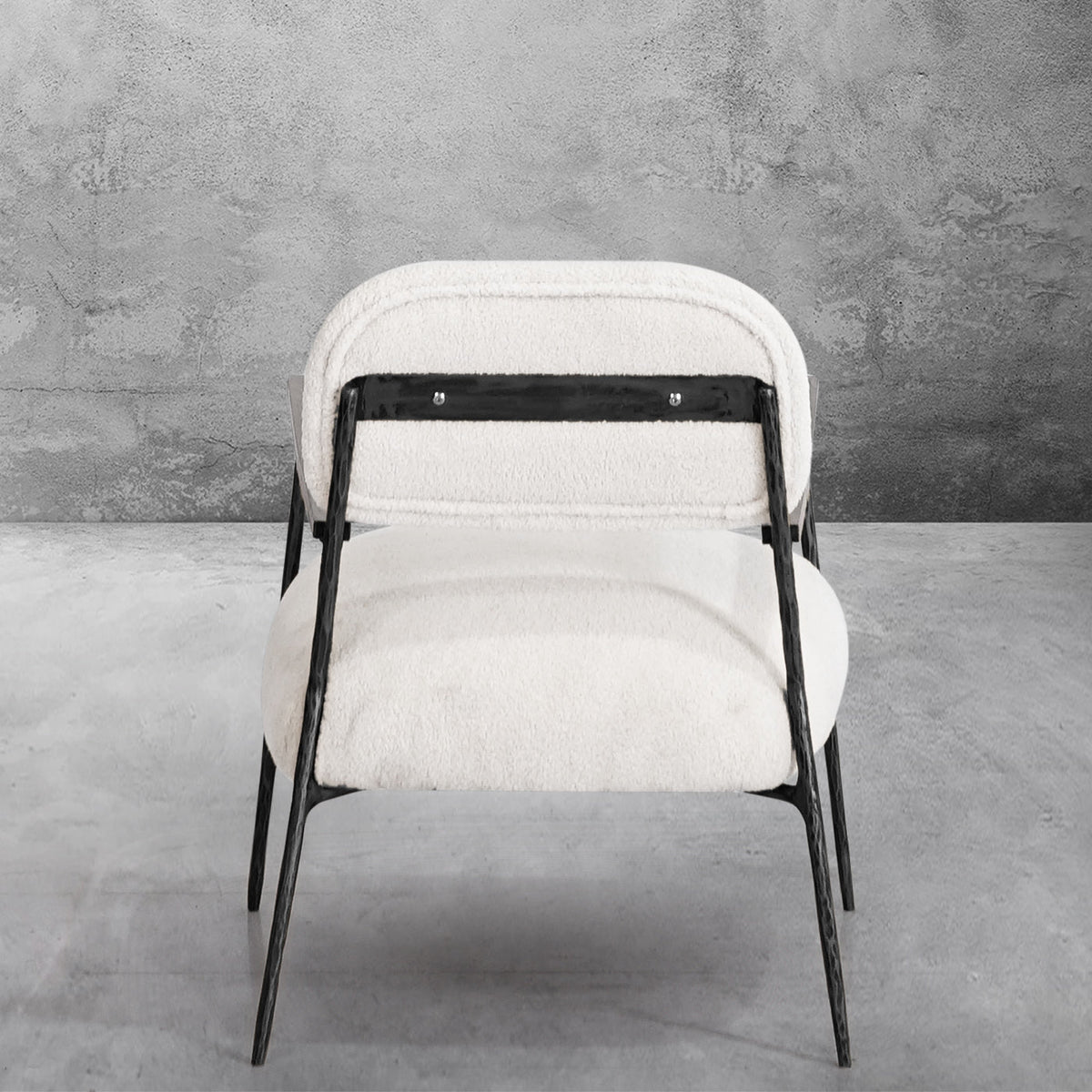Hand-Forged Metal White Pure Wood Handrail Chair