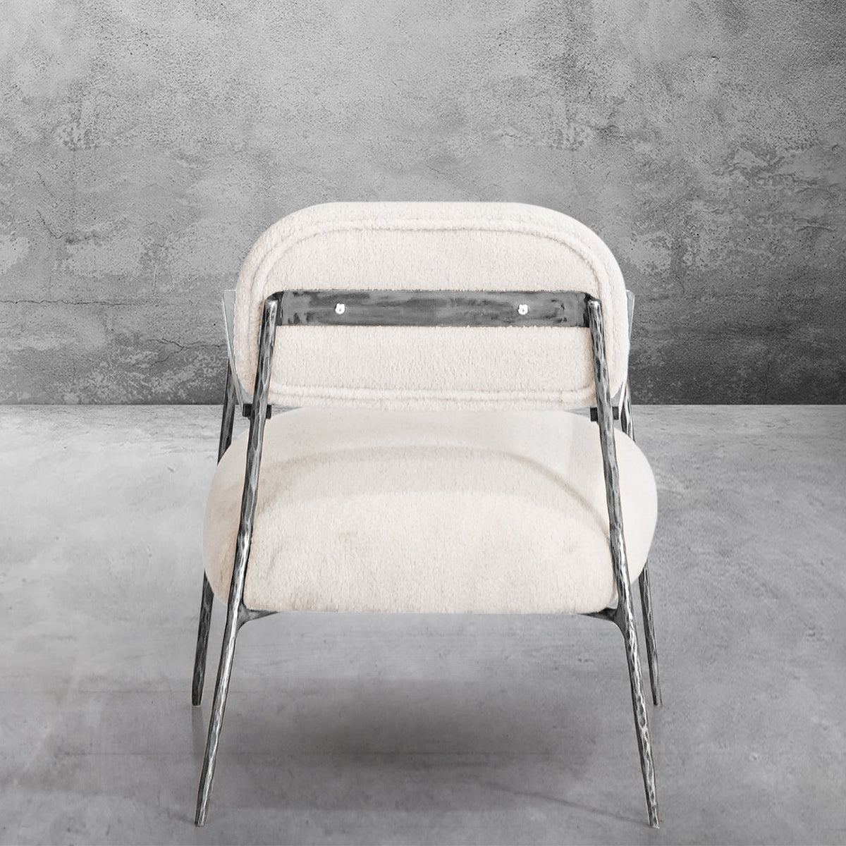 Hand-Forged Metal White Pure Wood Handrail Chair