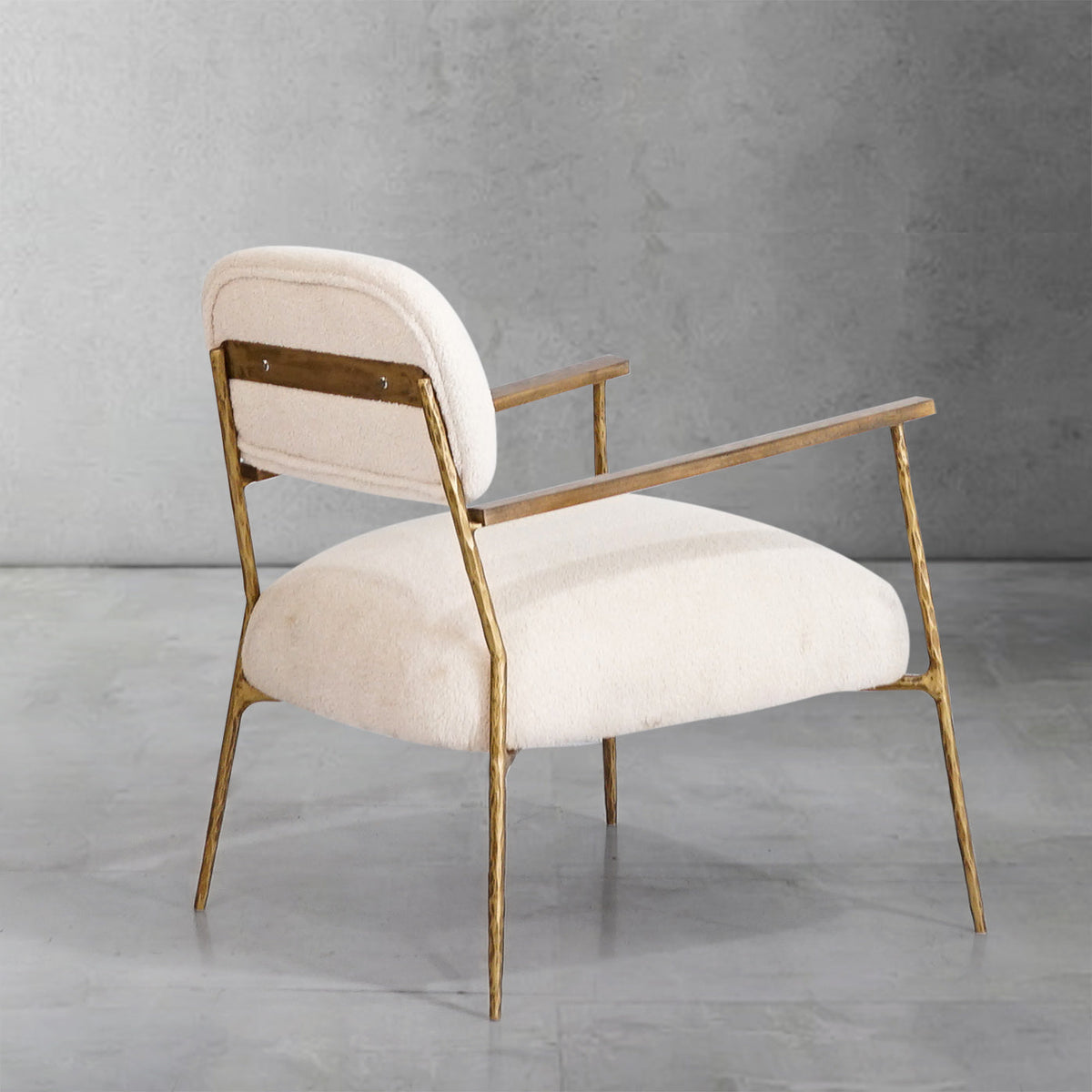 Hand-Forged Metal White Pure Wood Handrail Chair