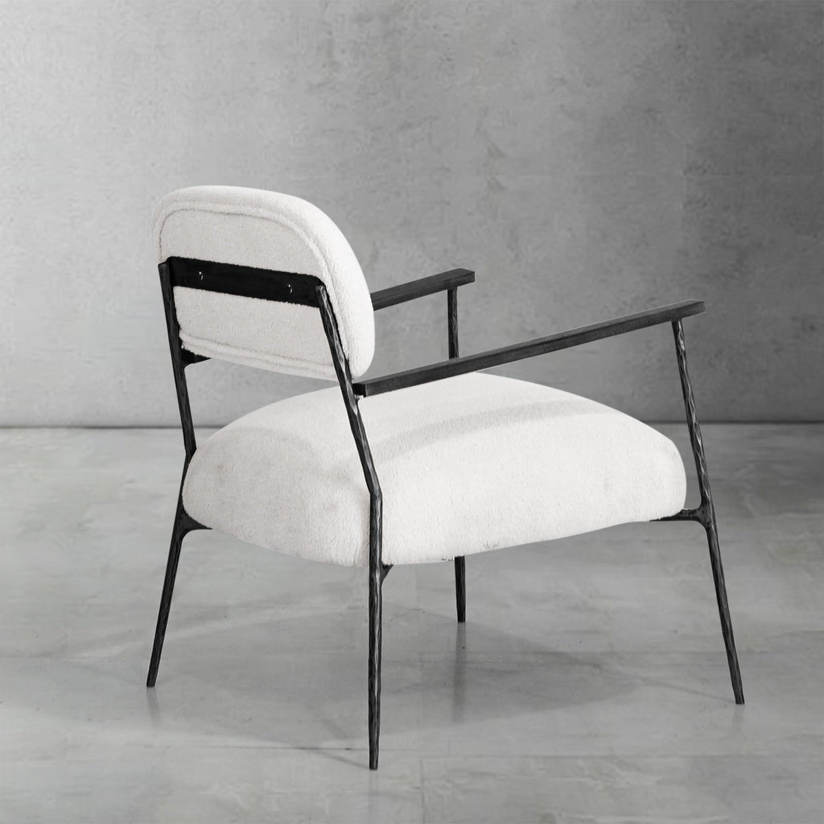 Hand-Forged Metal White Pure Wood Handrail Chair