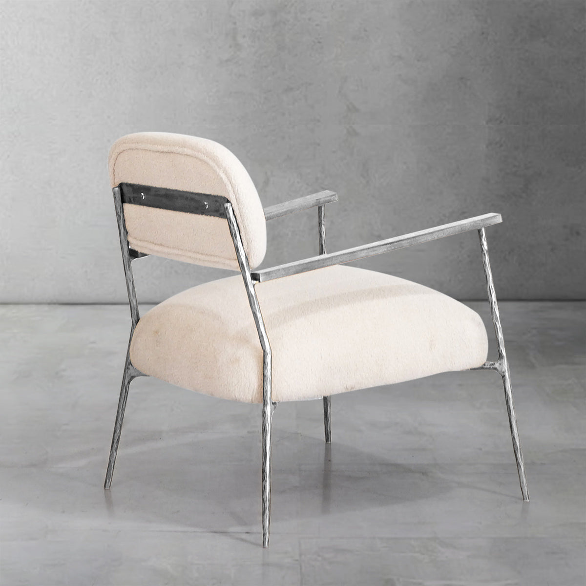 Hand-Forged Metal White Pure Wood Handrail Chair