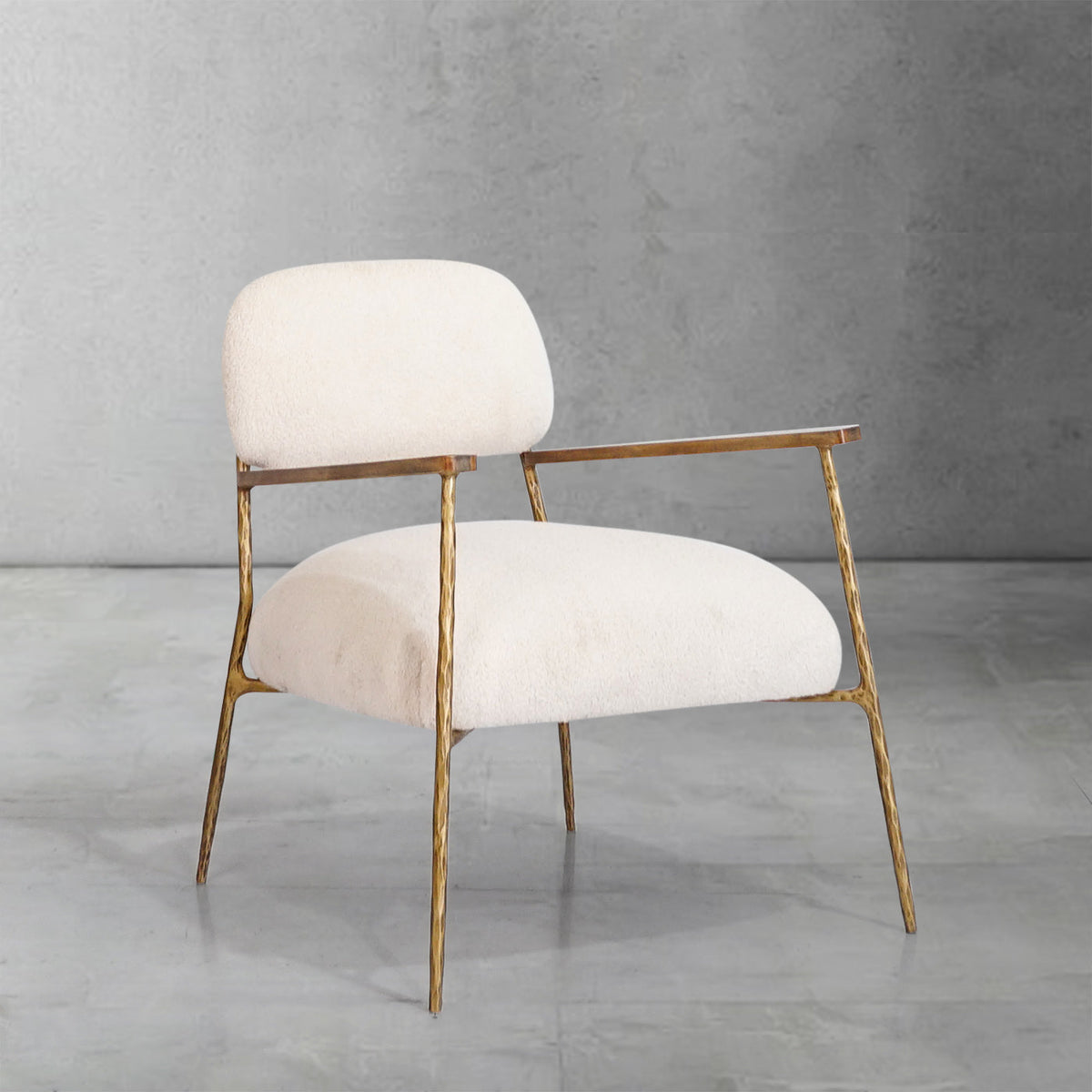 Hand-Forged Metal White Pure Wood Handrail Chair