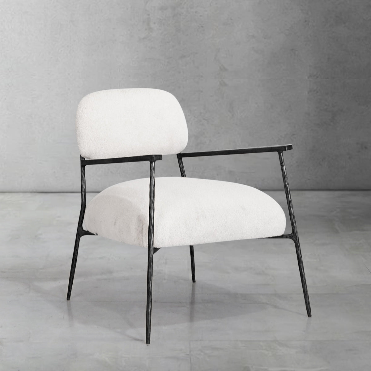 Hand-Forged Metal White Pure Wood Handrail Chair