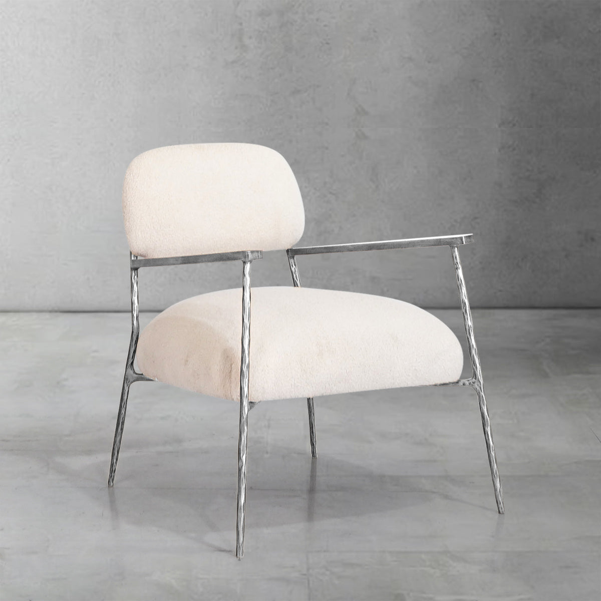 Hand-Forged Metal White Pure Wood Handrail Chair