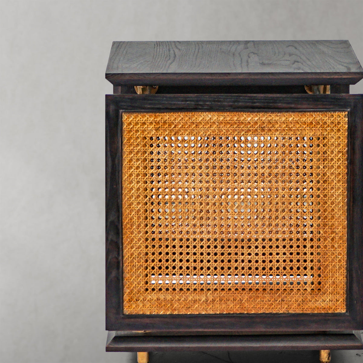 Hand-Forged Metal Woven Rattan Side Table