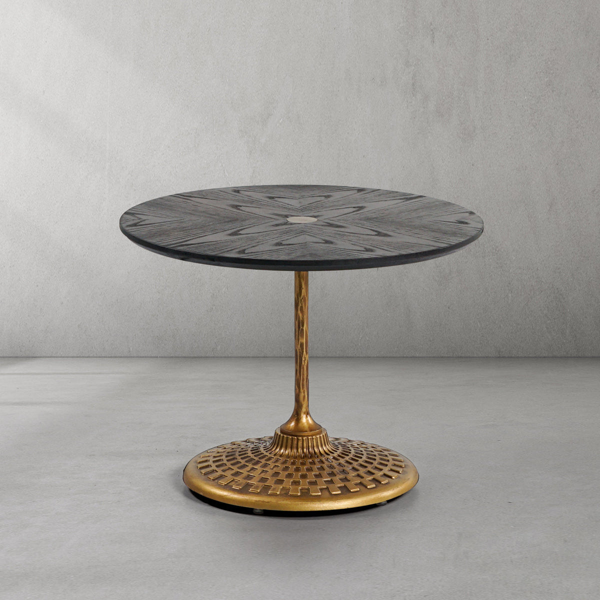 Hand-Forged Metal Wooden Side Table