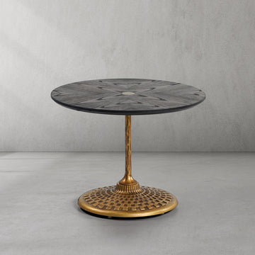 Hand-Forged Metal Wooden Side Table