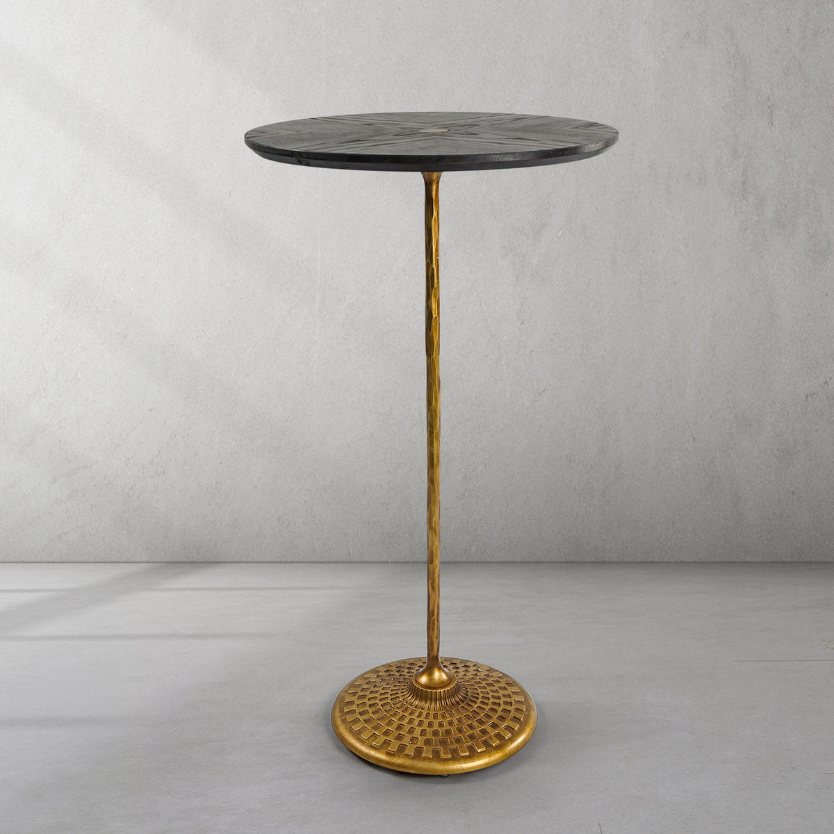 Hand-Forged Metal Wooden Side Table