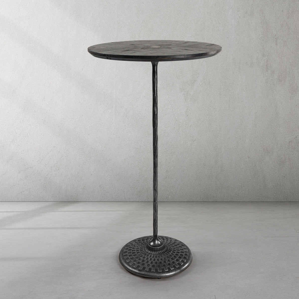 Hand-Forged Metal Wooden Side Table