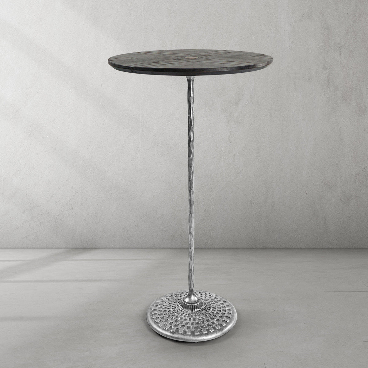 Hand-Forged Metal Wooden Side Table