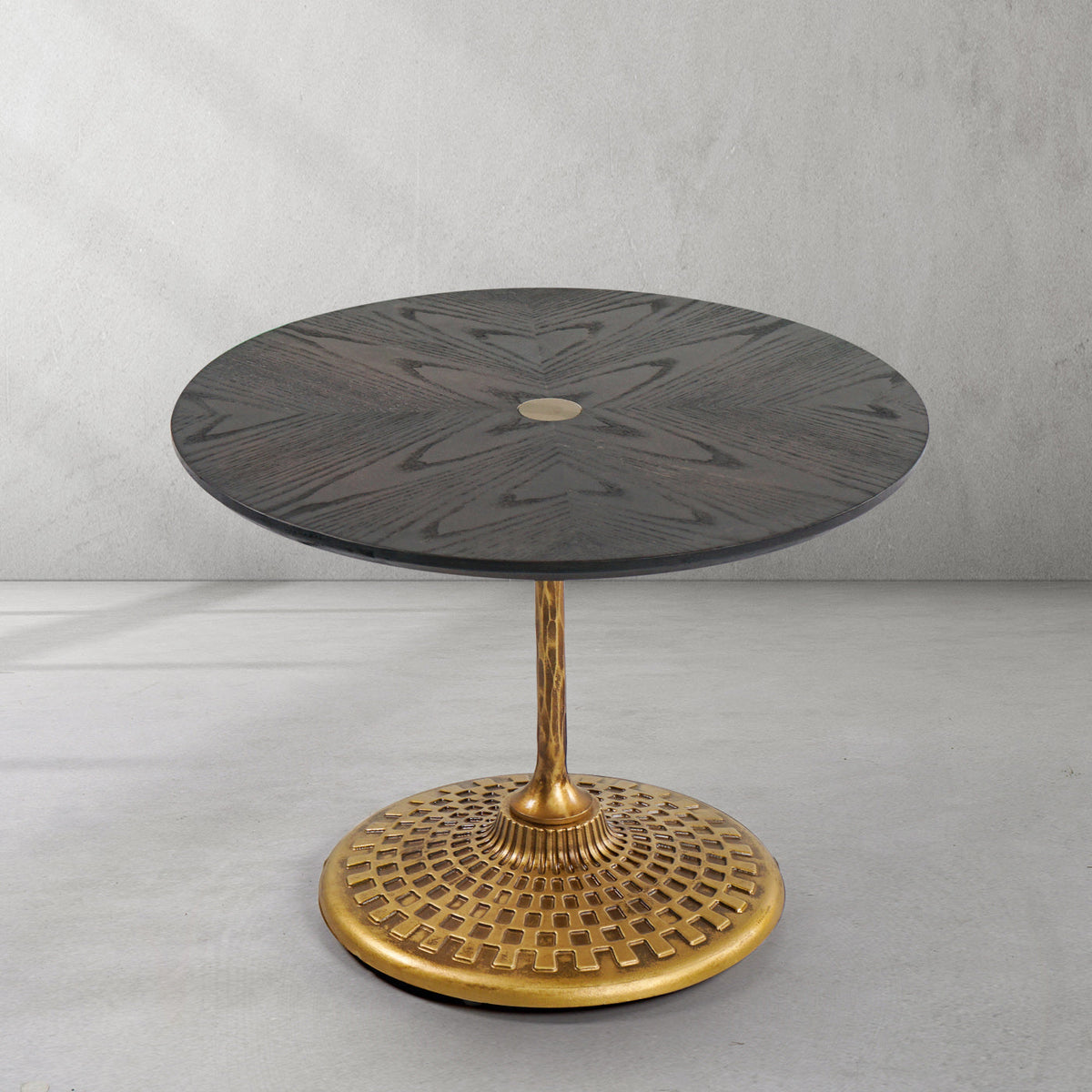 Hand-Forged Metal Wooden Side Table