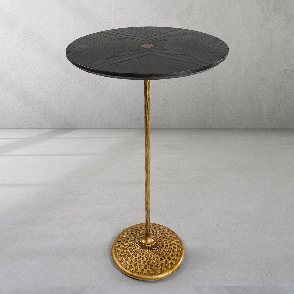 Hand-Forged Metal Wooden Side Table