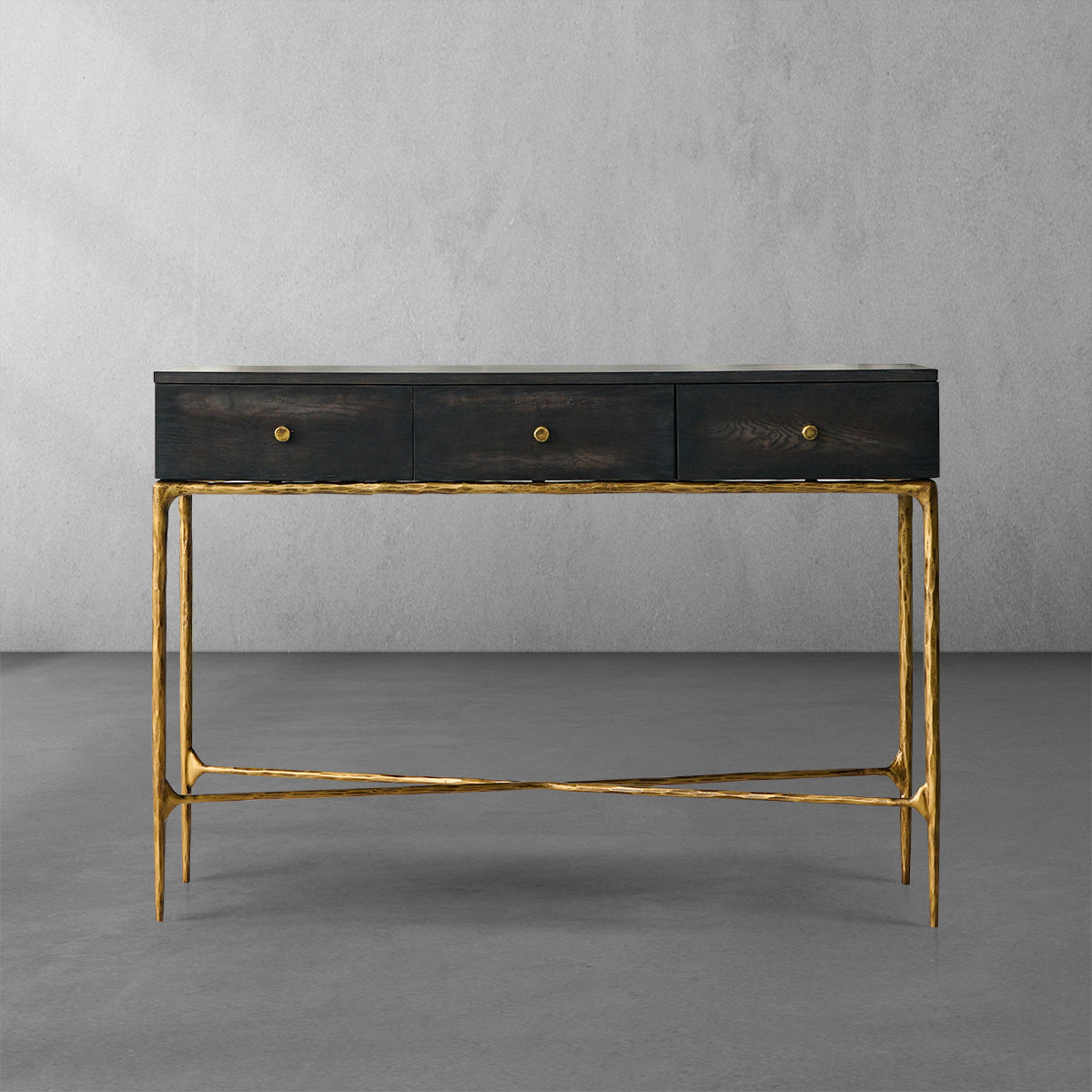 Hand-Forged Metal 3 Drawer Desk
