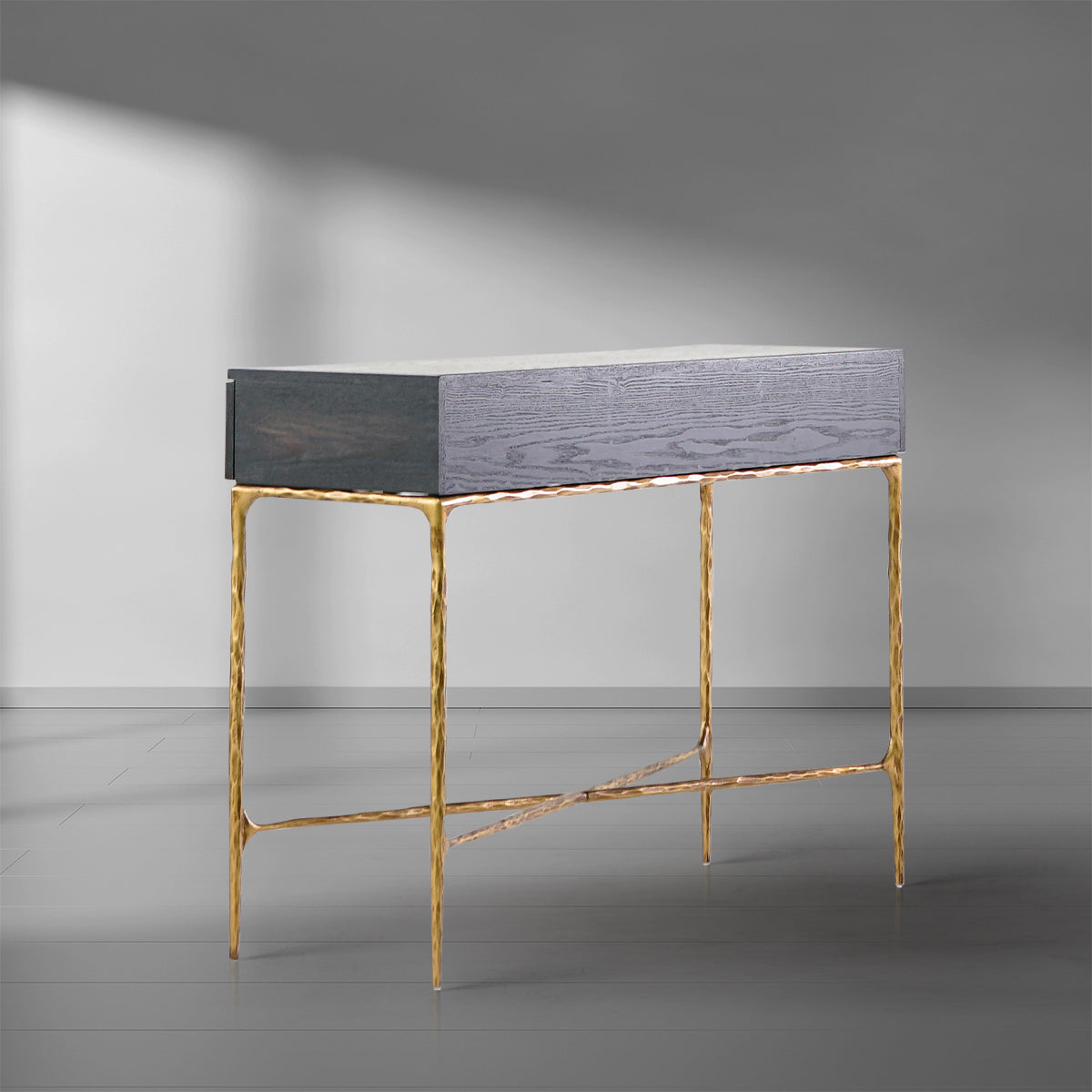Hand-Forged Metal 3 Drawer Desk