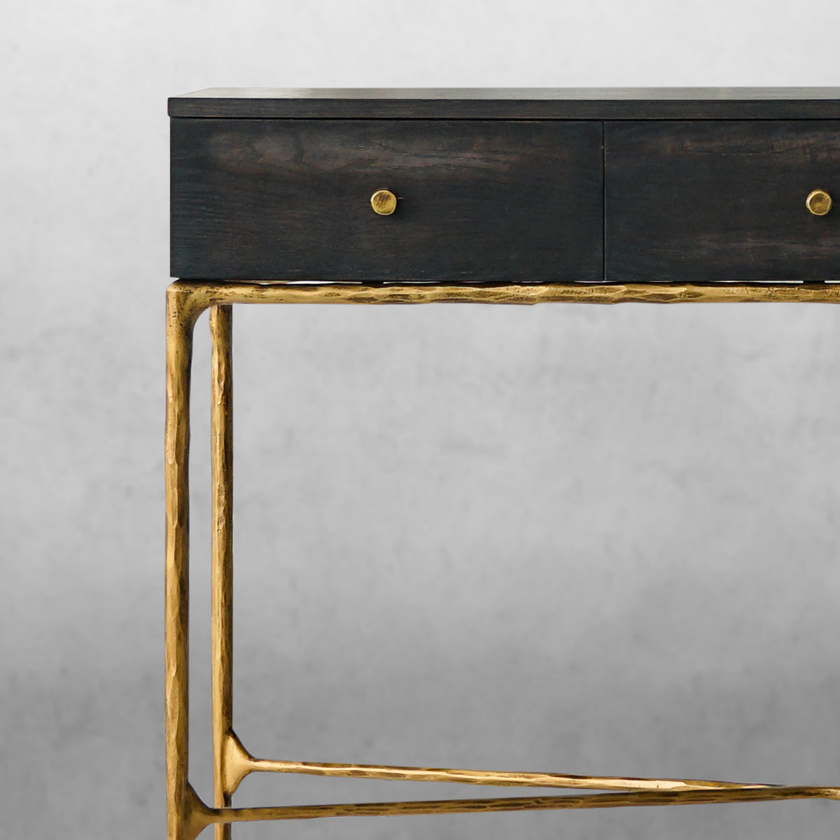 Hand-Forged Metal 3 Drawer Desk