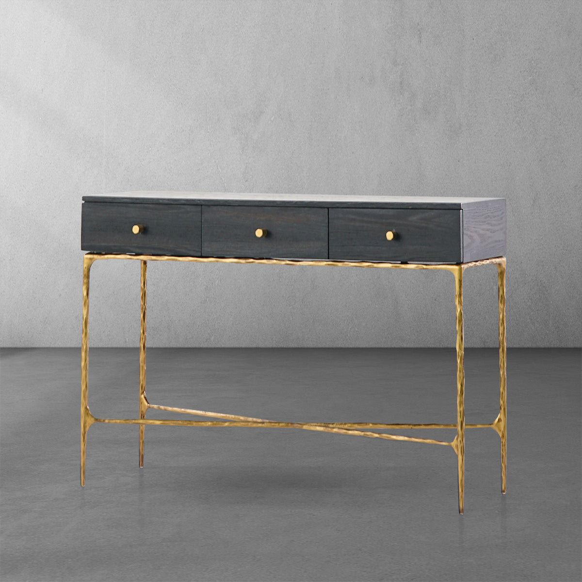 Hand-Forged Metal 3 Drawer Desk