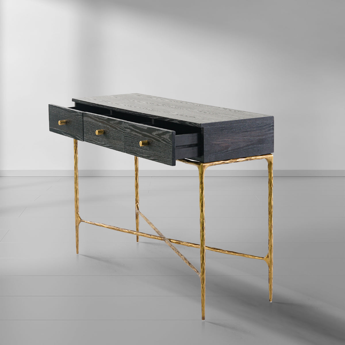 Hand-Forged Metal 3 Drawer Desk