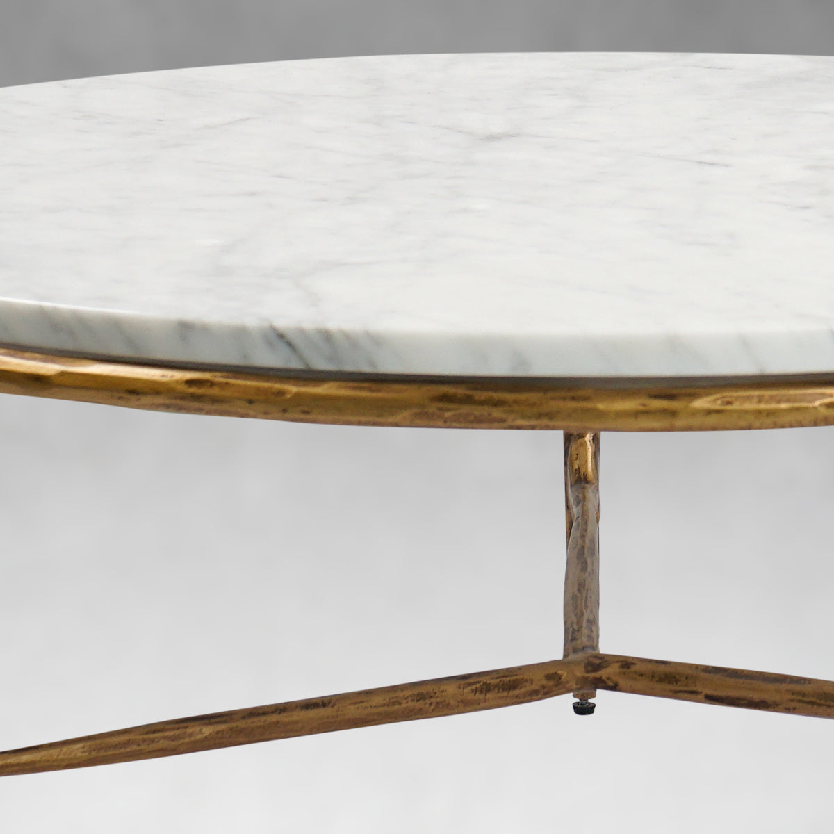 Hand-Forged Metal Marble Round Coffee Table 3 Legs 35"