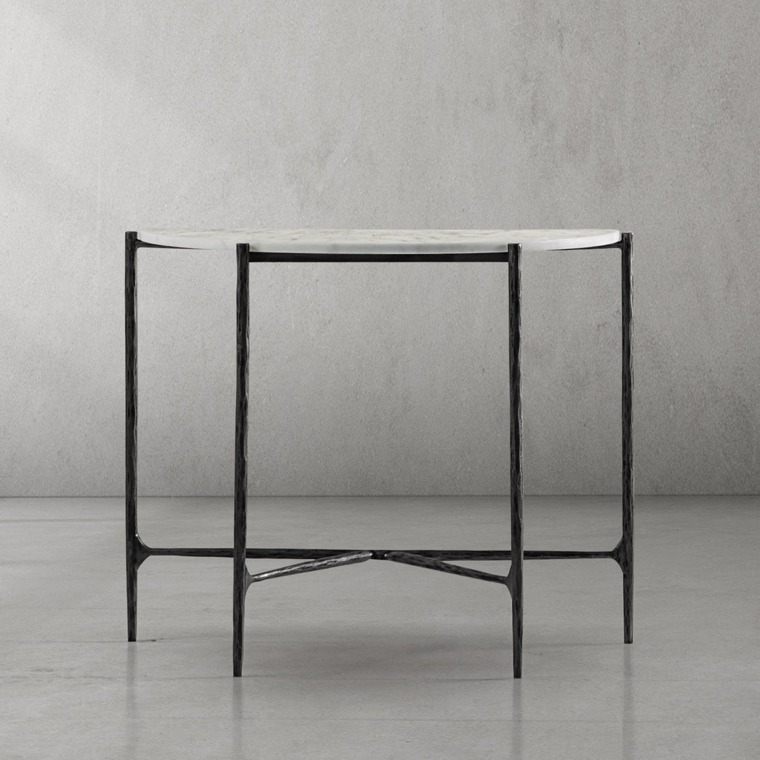 Hand-Forged Metal Semi-circle Console Table